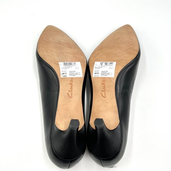 Clarks‎ Size 6 Linvale Jerica Black Leather Point Toe Kitten Heels Pumps Shoes - Picture 10 of 15